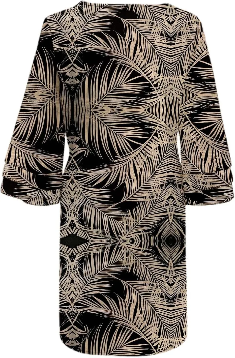 Boho Floral Mini Dress for Women | V Neck 3/4 Bell Sleeve Summer Dress, Flowy Loose Beach Dresses with Casual Chic Style