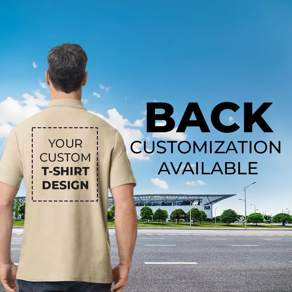 Custom Personalized Adult Customized Cotton Pique Half Sleeve Golf Polo Neck Unisex T-Shirt with Photo Text Logo Name