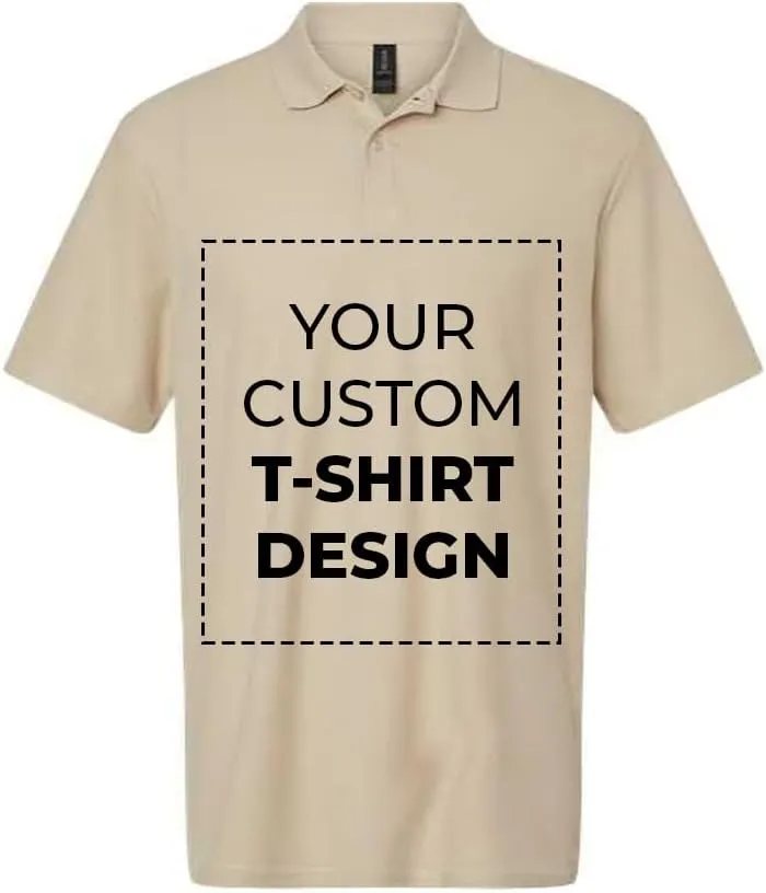 Custom Personalized Adult Customized Cotton Pique Half Sleeve Golf Polo Neck Unisex T-Shirt with Photo Text Logo Name