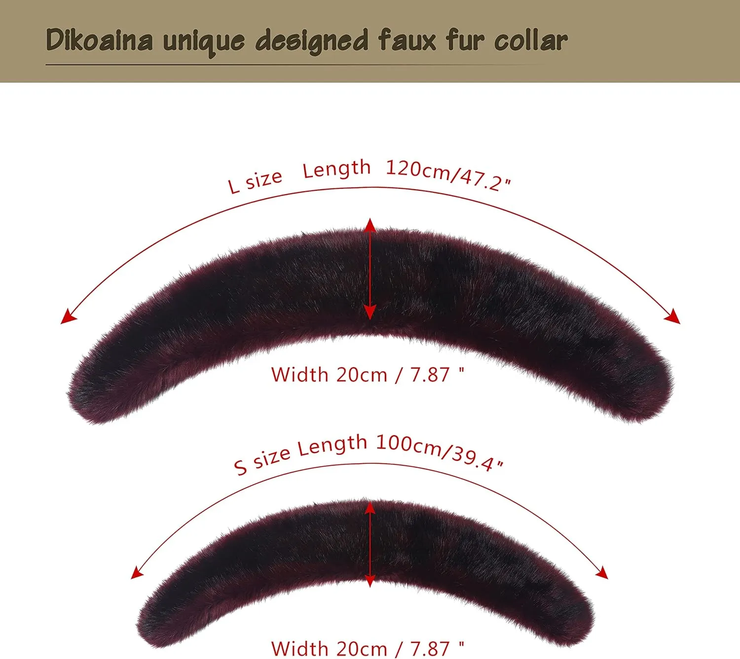 Dikoaina Extra Large Women's Faux Fur Collar for Winter Coat