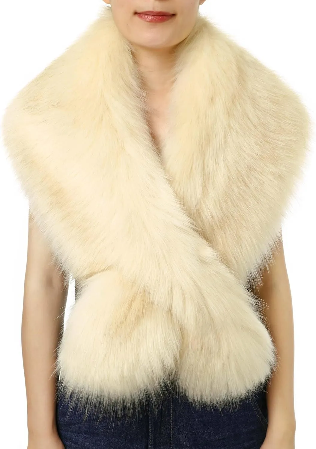 Dikoaina Extra Large Women's Faux Fur Collar for Winter Coat