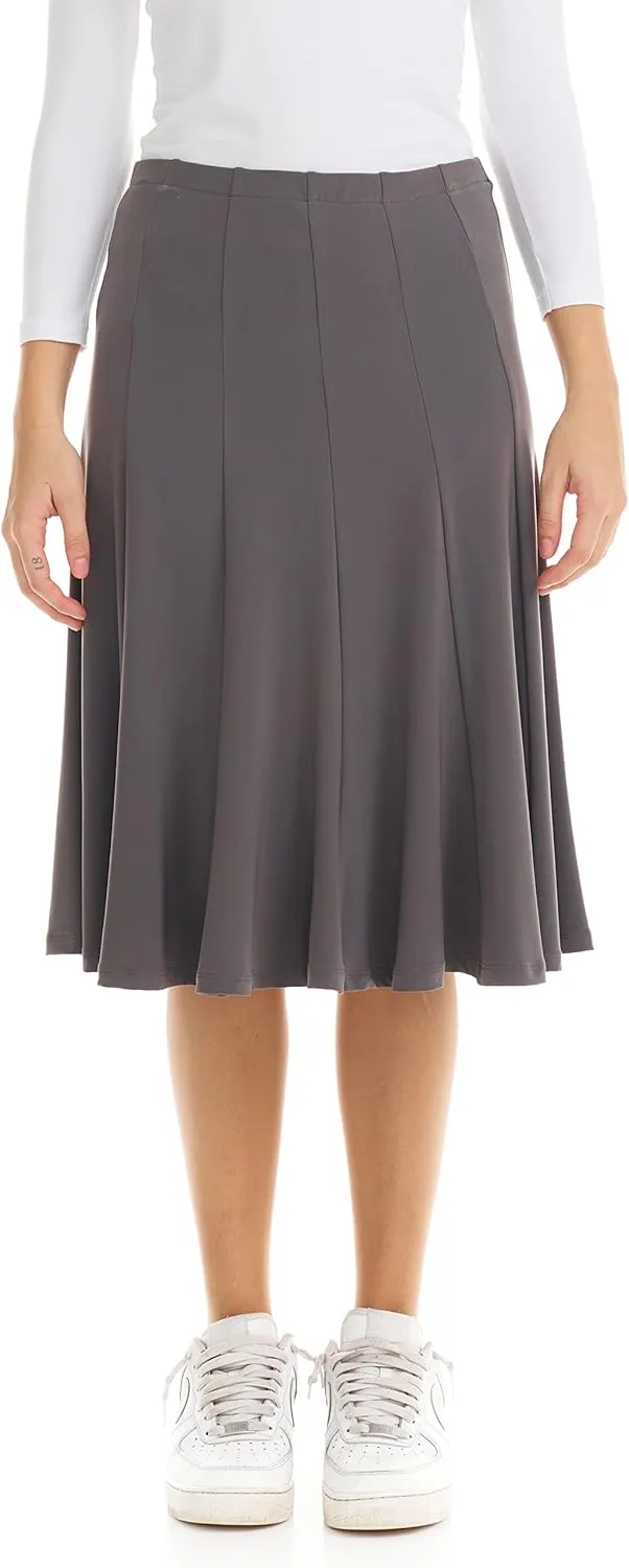 ESTEEZ Stretchy A-Line Skirt for Women - Knee Length/Midi