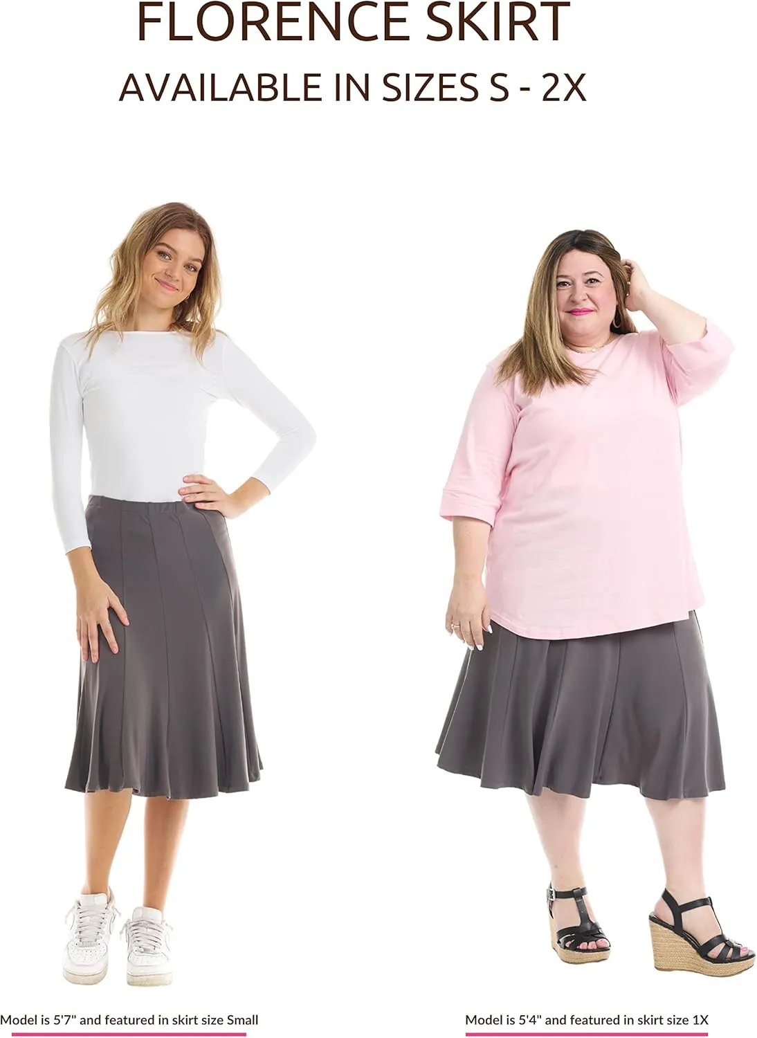 ESTEEZ Stretchy A-Line Skirt for Women - Knee Length/Midi