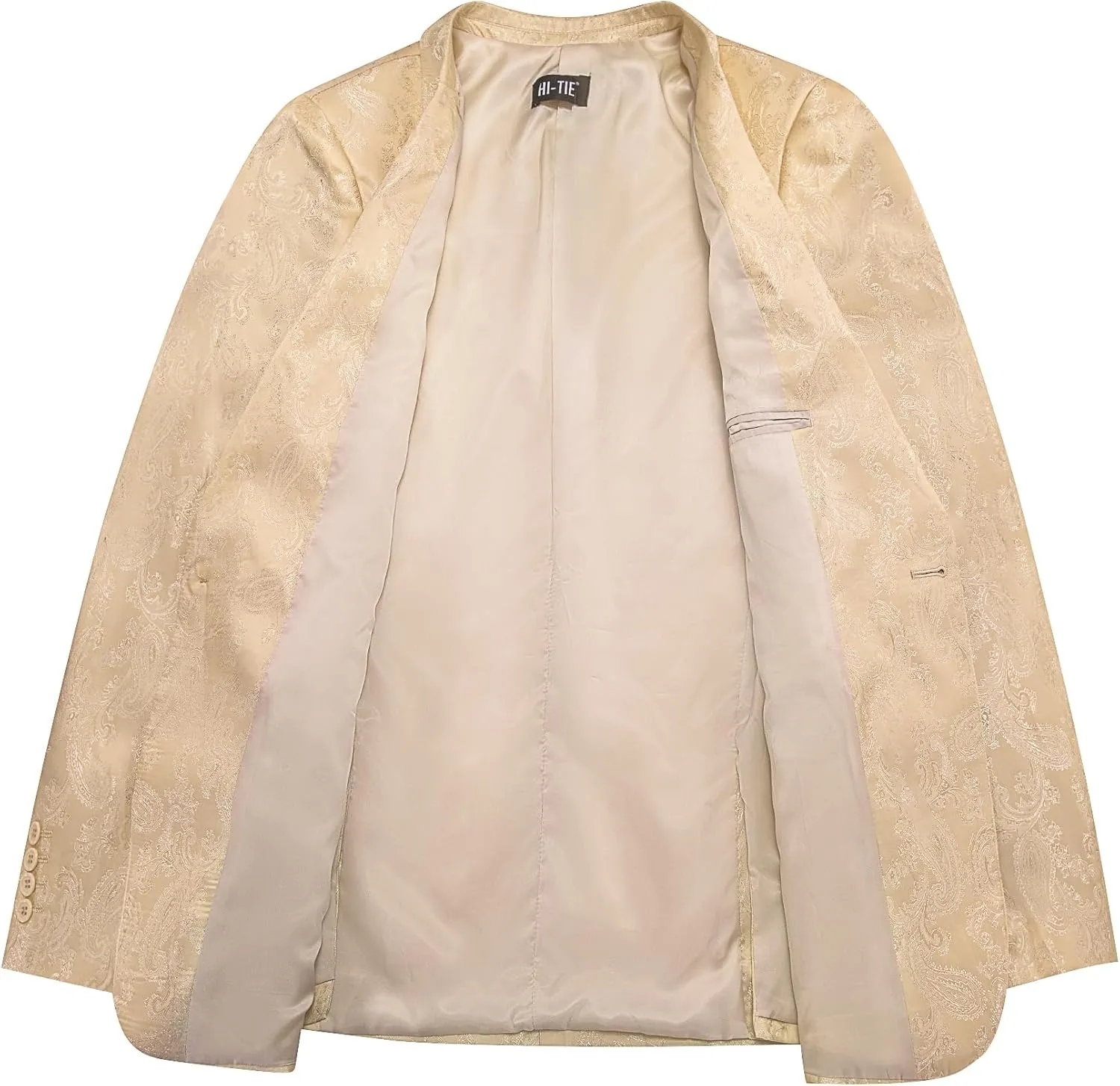 Hi-Tie Mens Blazer Jacket One Button Suit Silk Satin Light Weight Suit Paisley Solid Casual Sport Coats Tuxedo Jacket