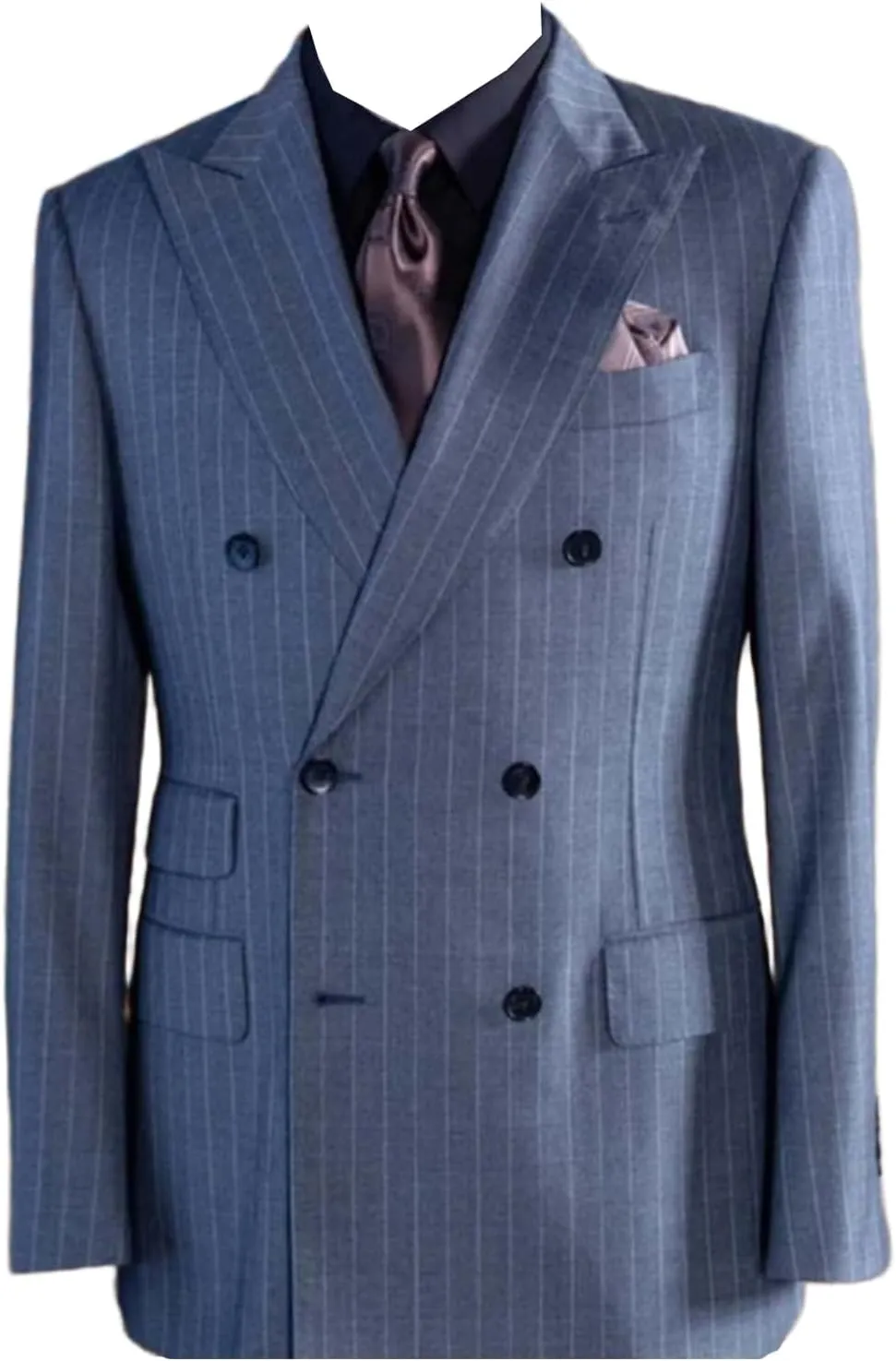 Men's Stripe Blazer Casual Daily Coat Double Breasted Suit Jacket