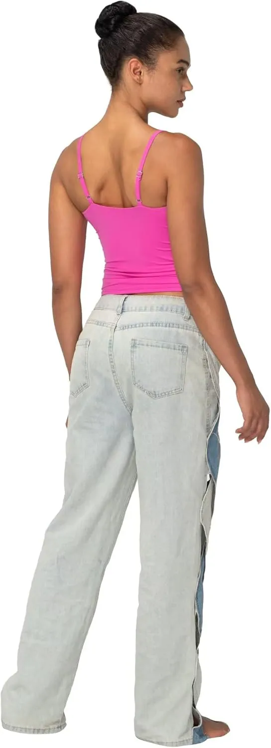 Sunzel Spaghetti Strap Tank Top for Women Double Lined Camisole Square Neck Cami Top Summer Undershirts Going Out Basics