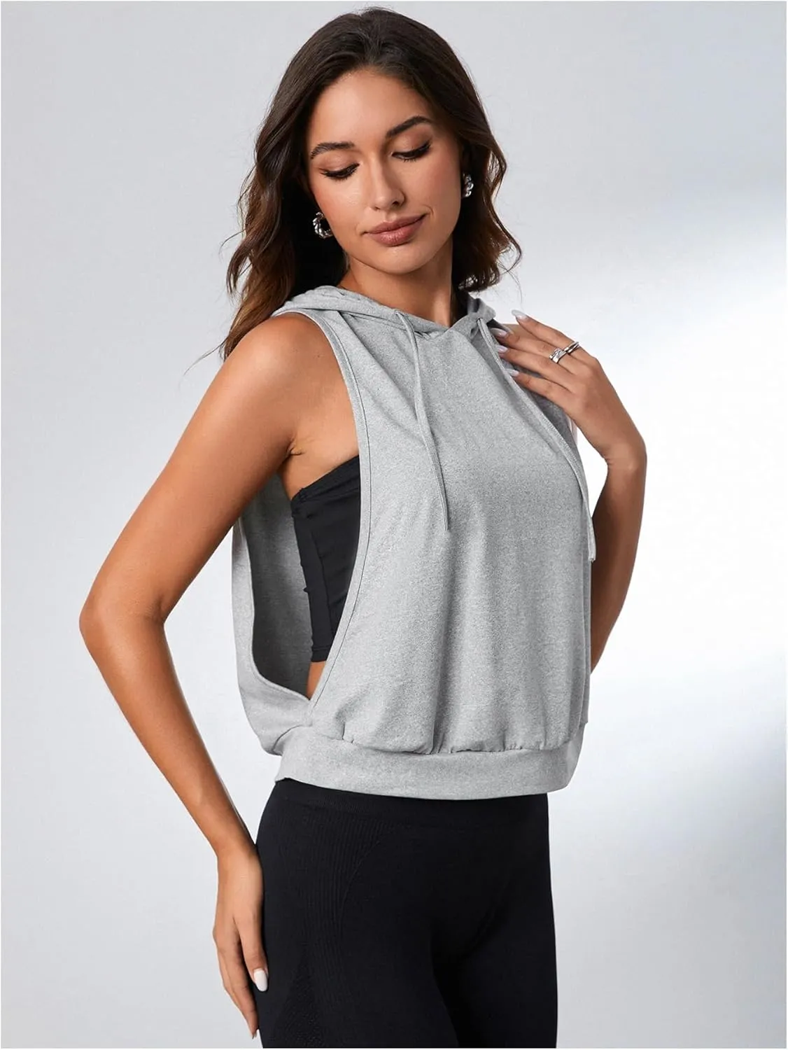 SweatyRocks Women's Sleeveless Workout Top Gym Activewear Crop Tank Top Open Side Shirt for Athletic Exercise Running