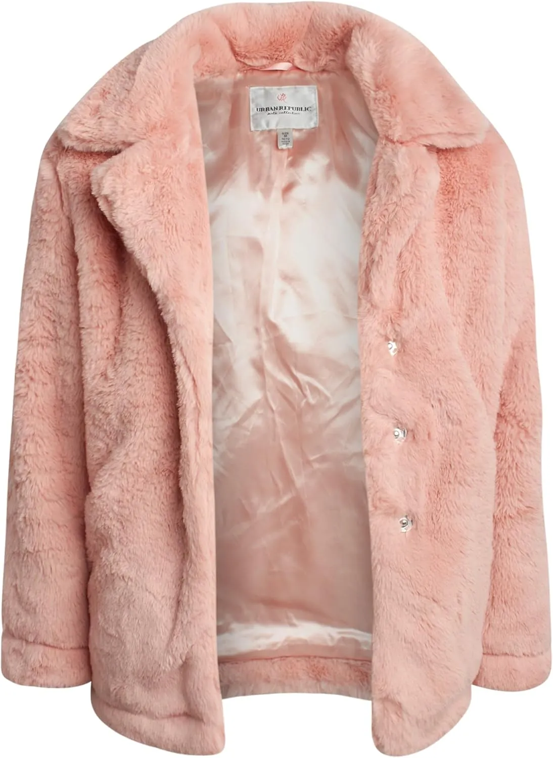 URBAN REPUBLIC Girls' Jacket- Long-Length Plush Faux Fur Teddy Overcoat