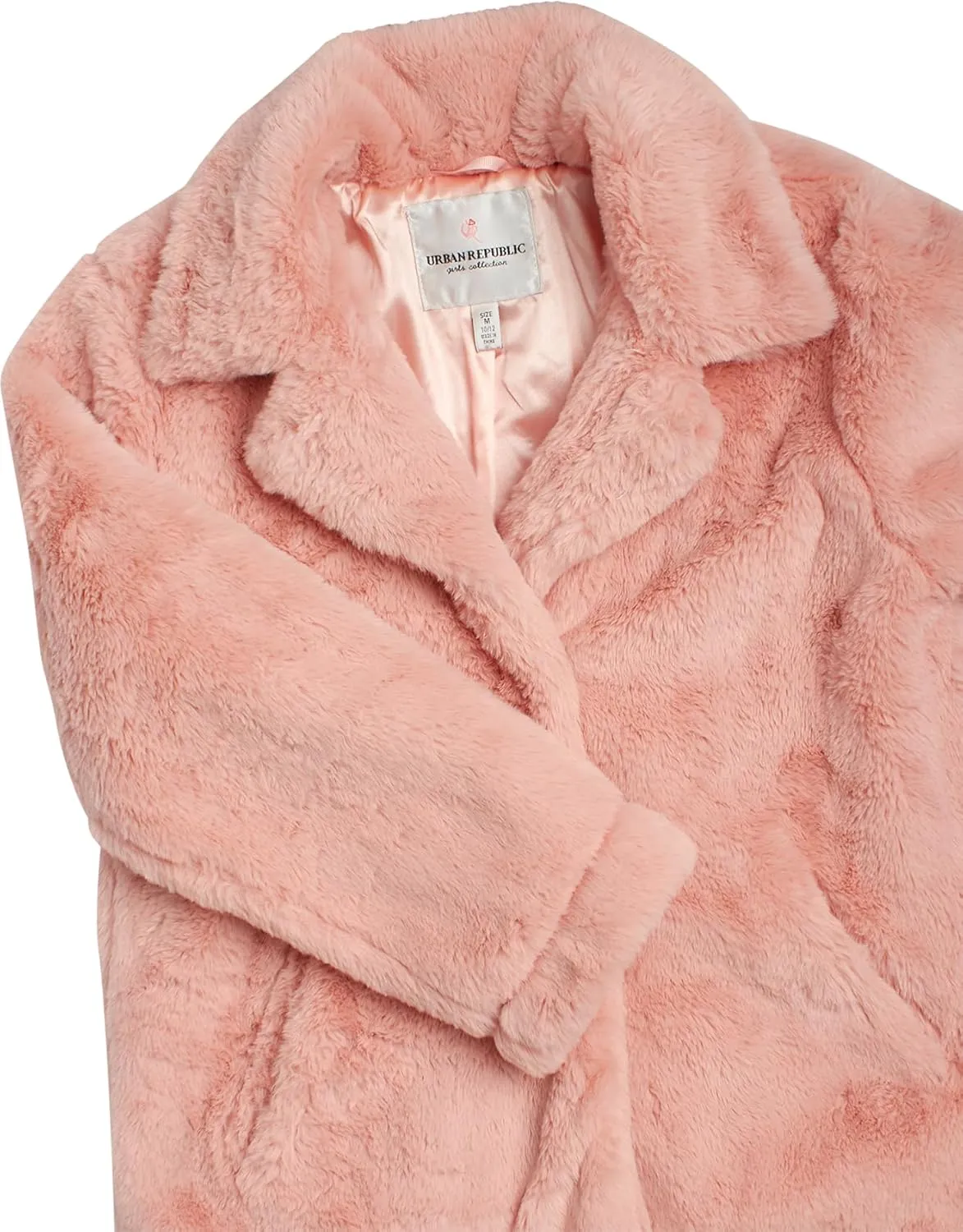 URBAN REPUBLIC Girls' Jacket- Long-Length Plush Faux Fur Teddy Overcoat