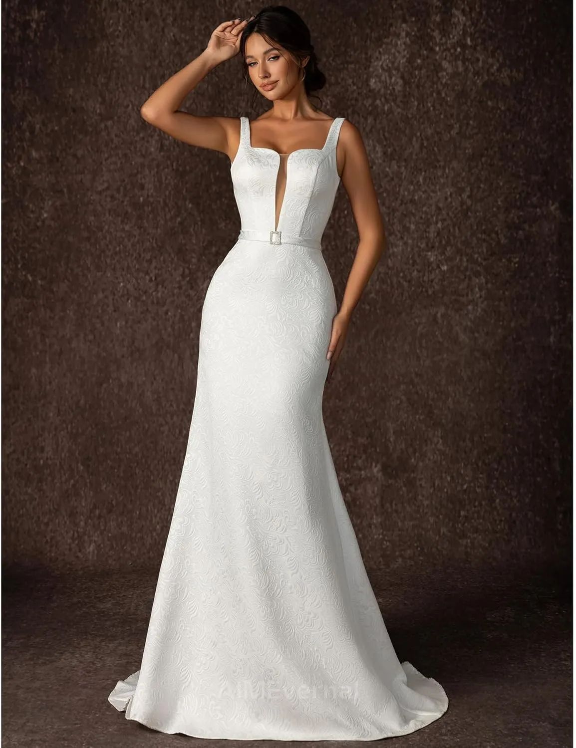Wedding Dress Elegant Royal Style for Women,Jacquard Dress for Summer Garden Wedding,Lightweight Wedding Bridal Dress