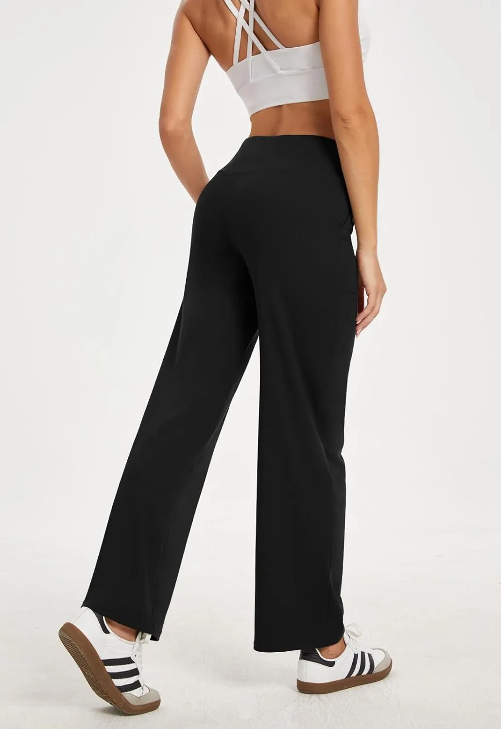 Wide Leg Pants Woman High Waist Yoga Pants with Pockets Loose Stretch Dress Work Sweatpants Casual Lounge