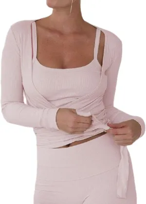 Women Ballet Wrap Top Deep V Neck Cross Wrap Crop Top Slim Fit Tie Front Long Sleeve Workout Yoga Shirt Coquette Blouse