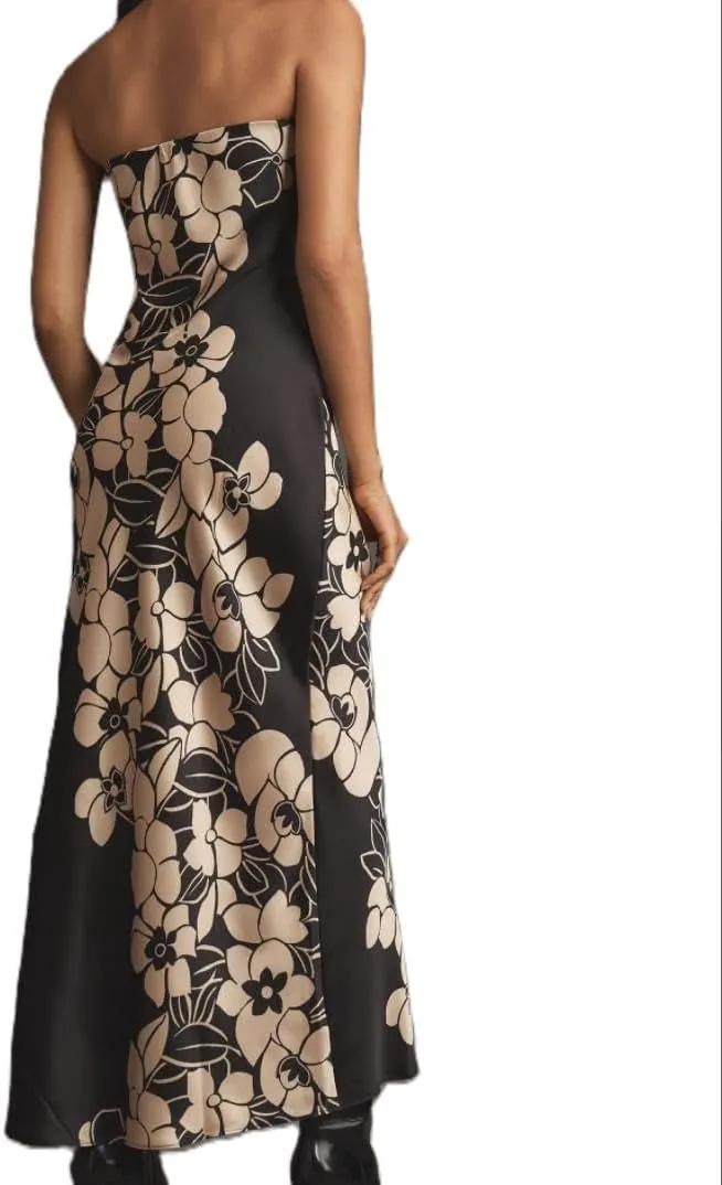 Women Floral Strapless Maxi Dress Elegant Sleeveless Tube Long Wedding Guest Dress Y2k Party Cocktail Long Dress