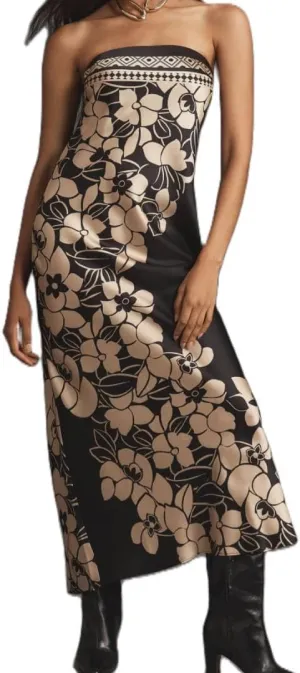 Women Floral Strapless Maxi Dress Elegant Sleeveless Tube Long Wedding Guest Dress Y2k Party Cocktail Long Dress