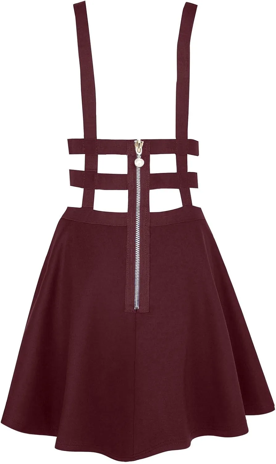 Women's Braces Skirt Pleated A-Line Suspender Mini Skirt