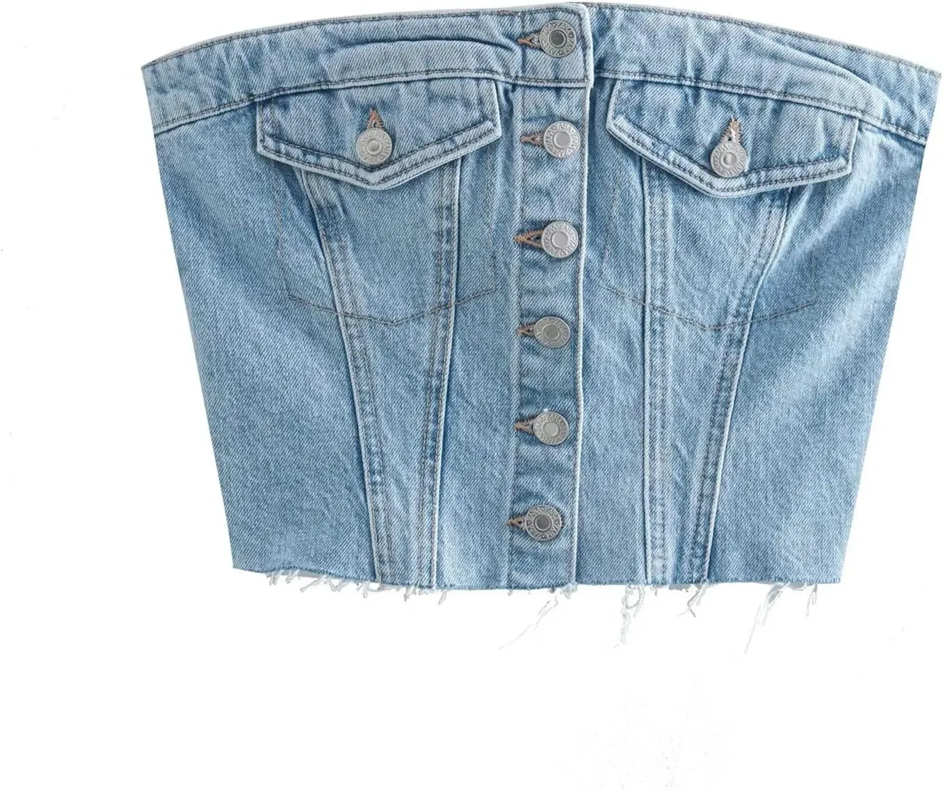 Women's Denim Strapless Crop Top Backless Sleeveless Bandeau Bustier Tops Jeans Corset Top Y2K Aesthetic Tube Tops