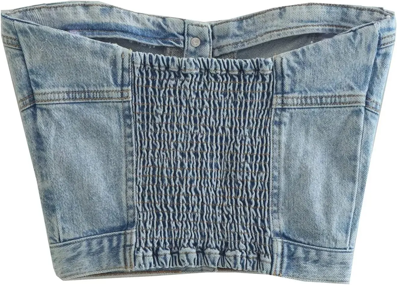 Women's Denim Strapless Crop Top Backless Sleeveless Bandeau Bustier Tops Jeans Corset Top Y2K Aesthetic Tube Tops