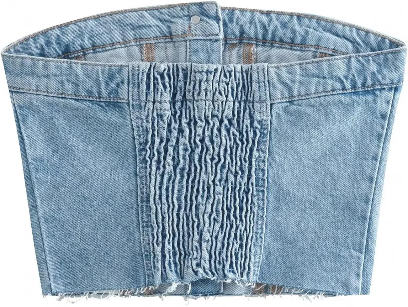 Women's Denim Strapless Crop Top Backless Sleeveless Bandeau Bustier Tops Jeans Corset Top Y2K Aesthetic Tube Tops